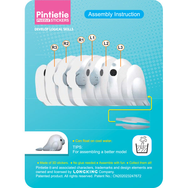 juguetes "Puzzle 3D Adhesivo 3D Sello Criaturas Marinas Akl1002S-5”