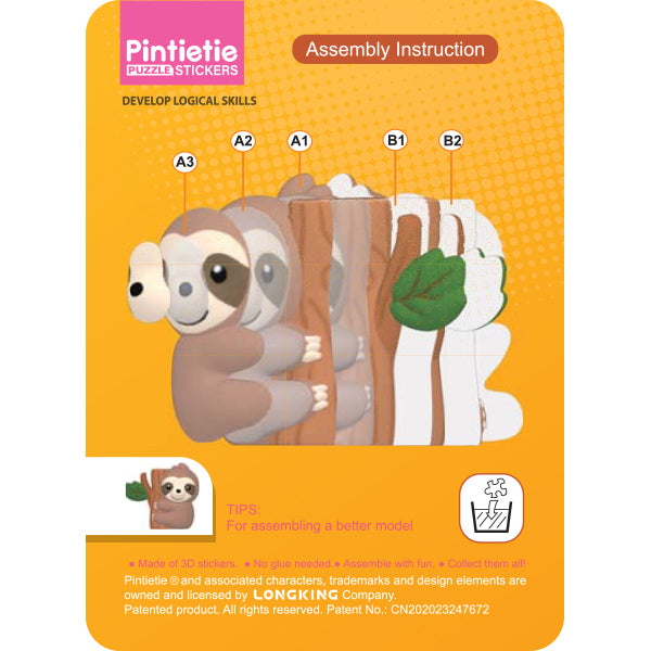 Spielzeug "Puzzle 3D 3D Aufkleber Kleintier Faultier Akl1004S-3"