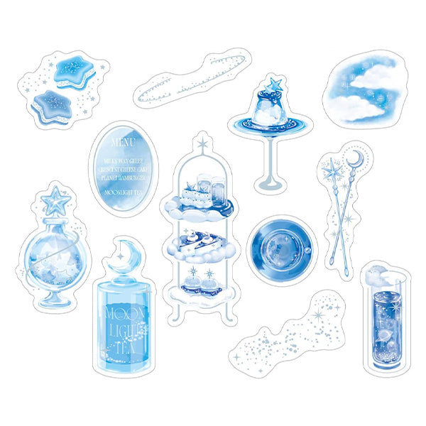 文具 『キラキラクリアフレークシール Blue tea party KFS-034』