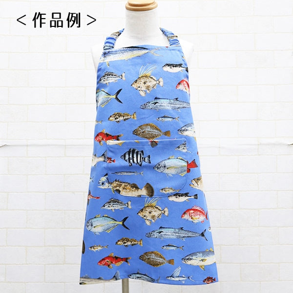 [From quantity 5] Fabric "Twill printFabricTwill fish Fabric Cloth admission Interior B Blue] COTTON KOBAYASHI