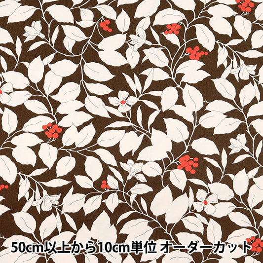 [From quantity 5] Fabric "Twill printed wood and floral pattern brown KSP5541-D" COTTON KOBAYASHI