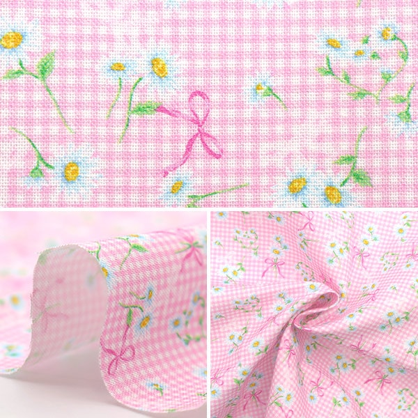 Tela "minicortada Tela Margaret Check Pink alrededor de 31 cm x 32 cm CMDF-05MC-P" KIYOHARA