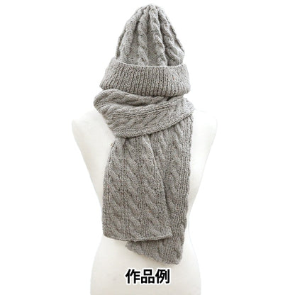 Alpaca Tweed yarn in a knitted hat and scarf in gray shade