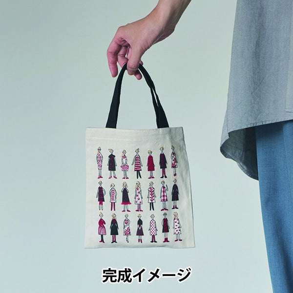 刺しゅう布 『100ネエサン 縫製済ミニトート ペールグレー 中島一恵