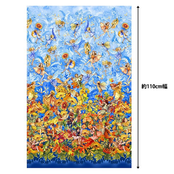 [À partir de 5] tissu "USA Cotton Flower Fairies Match Border DDC1527-Blueb"