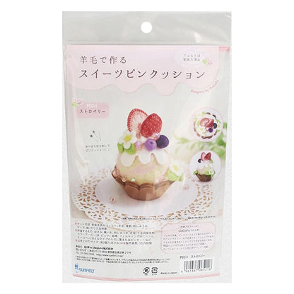 Needle feltingKit "Sweets Pink Cushion Strawberry PCC-1" Sun Felt Sunfeld