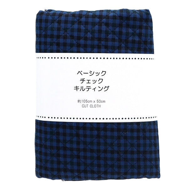 织物“ Twill Kilt Basic Gingham Cut Cross大约105 x 50cm蓝色X黑色CQ88320-4-2”