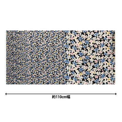 [From quantity 5] Fabric "MOMEN-T moment cotton linenSheeting Spraying flower navy 142-1350-C3]