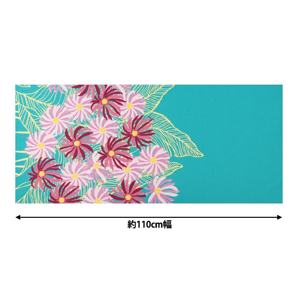 [来自数量5]织物“ Maunaroa T/C Hawaii Amplint Gerbera Aqua Aqua X Pink Yfop0325”