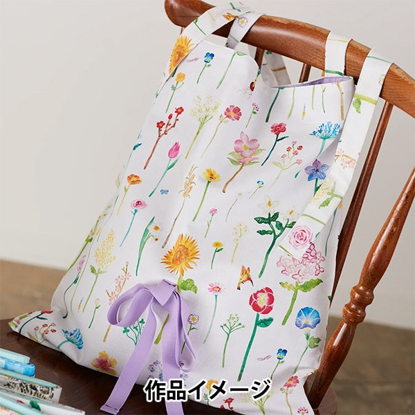 [From quantity 5] Fabric "Paper Message Sheeting Flower picture book EGXA-8005-2a] KOKKA