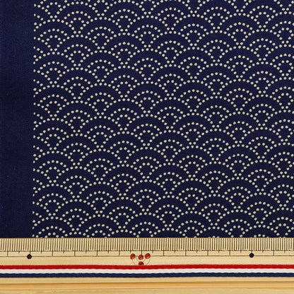 [From quantity 5] Fabric 『FabricAomi wave pattern Japanese toneSheetingPrint dark blue 88222-3-5]