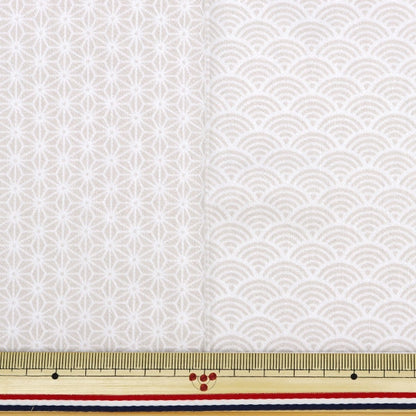 [De la quantité 5] tissu "coton satin nihono motif de chanvre feuille aomide beige beige asa-sei-a"