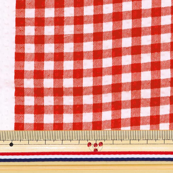 [来自数量5] 织物“ Ripple Gingham Red B-83032-1-3”