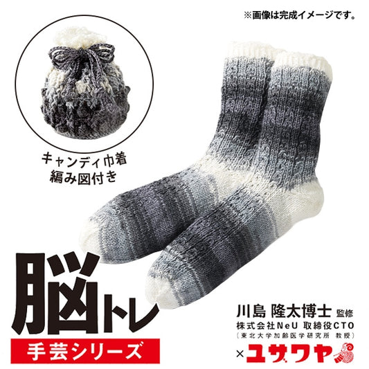 Knitting kit "brain training handicraft knitting kit bicolor socks black x white YNB-8"