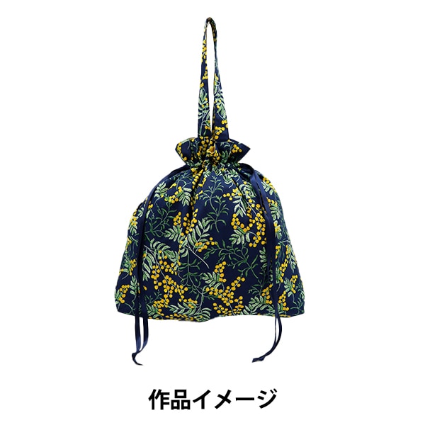 [Aus Quantität 5] Stoff "Hibiya Hanadai Blumenblech defensive Blüten Mimosa Muster nv Navy HBY-10005-NV"