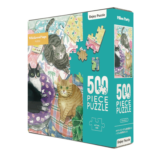 jouets "Enjoy Puzzle Pillow Party Whiskered Naps 500 pièces 420 mm carré AKL06027"
