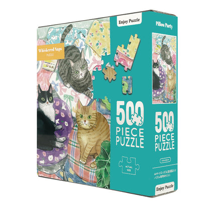 jouets "Enjoy Puzzle Pillow Party Whiskered Naps 500 pièces 420 mm carré AKL06027"