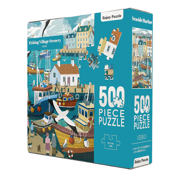 toys "Enjoy Puzzle Seaside Harbor Fishing Village Scenery 500 pieces 530×380mm AKL05040”