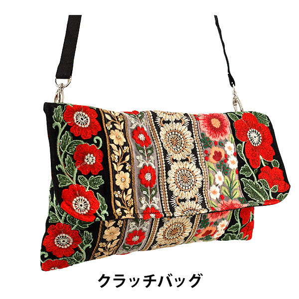 バッグ 『インド刺繍クラッチバッグ 約横30×縦18cm ICB-01』