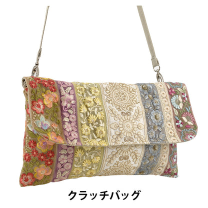 バッグ 『インド刺繍クラッチバッグ 約横30×縦18cm ICB-03』