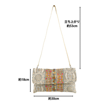 バッグ 『インド刺繍クラッチバッグ 約横30×縦18cm ICB-09』