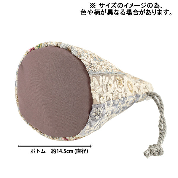バッグ 『インド刺繍巾着バッグ 約縦23×マチ(直径)14.5cm IKB-01』