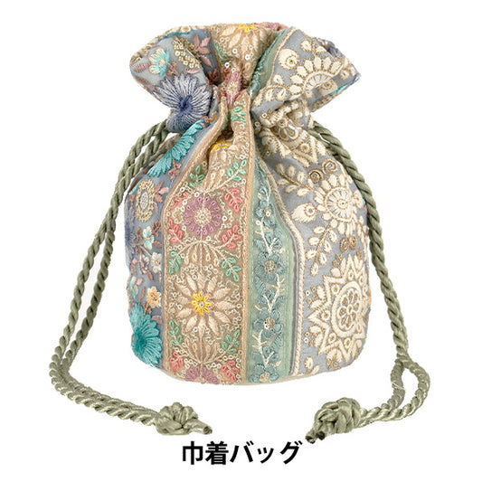 bag "Indian embroidery drawstring bag approx. height 23 x gusset (diameter) 14.5cm IKB-02''