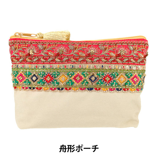 estuche de accesorios "Bolsa con forma de barco con bordado indio de aprox. ancho 19,5 x alto 14,5 x refuerzo 6cm IFP-06''