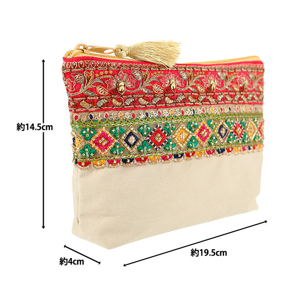 custodia per accessori "Custodia a forma di barca con ricamo indiano ca. larghezza 19,5 x altezza 14,5 x tassello 6 cm IFP-06''
