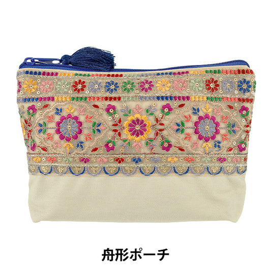 estuche de accesorios "Bolsa con forma de barco con bordado indio de aprox. ancho 19,5 x alto 14,5 x refuerzo 6cm IFP-07''