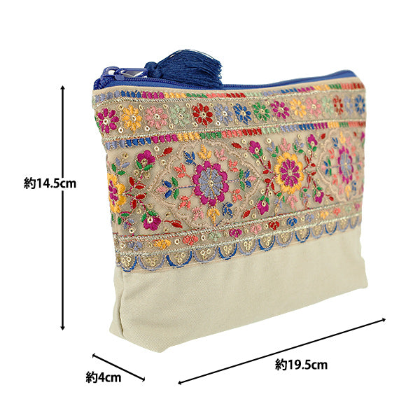 custodia per accessori "Custodia a forma di barca con ricamo indiano ca. larghezza 19,5 x altezza 14,5 x tassello 6 cm IFP-07''
