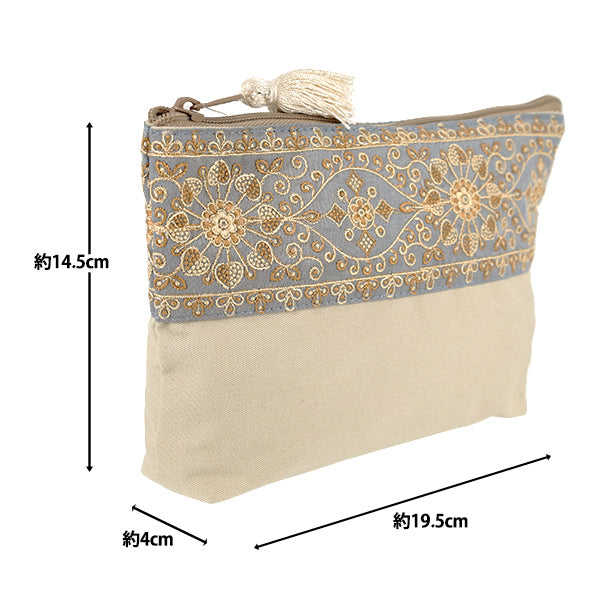 custodia per accessori "Custodia a forma di barca con ricamo indiano ca. larghezza 19,5 x altezza 14,5 x tassello 6 cm IFP-09''