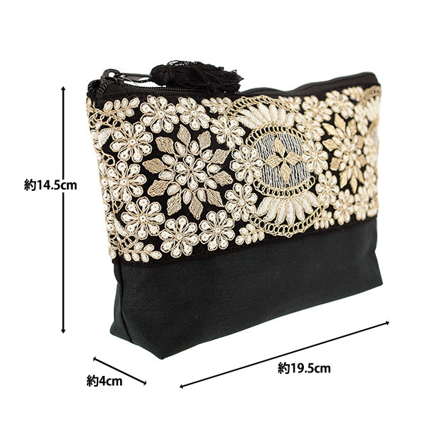 custodia per accessori "Custodia a forma di barca con ricamo indiano ca. larghezza 19,5 x altezza 14,5 x tassello 6 cm IFP-10"