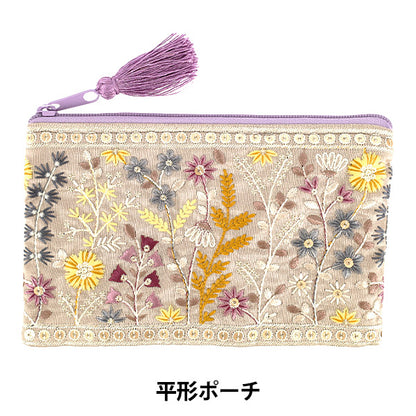 accessory case "Indian embroidery flat pouch approx. width 20 x height 12.5cm IHP-01”