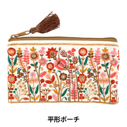 accessory case "Indian embroidery flat pouch approx. width 20 x height 12.5cm IHP-05”