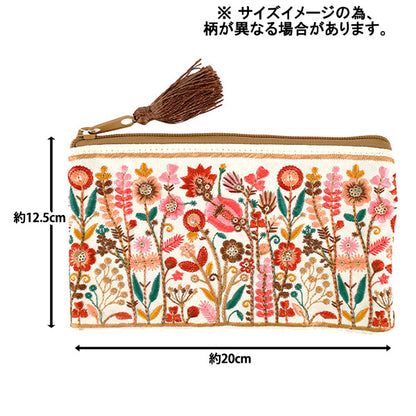 accessory case "Indian embroidery flat pouch approx. width 20 x height 12.5cm IHP-05”