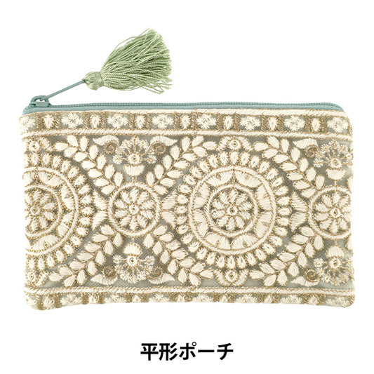 estuche de accesorios "Bolsa plana con bordado indio de aprox. ancho 20 x alto 12,5 cm IHP-09”