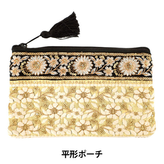 estuche de accesorios "Bolsa plana con bordado indio de aprox. ancho 20 x alto 12,5 cm IHP-13”