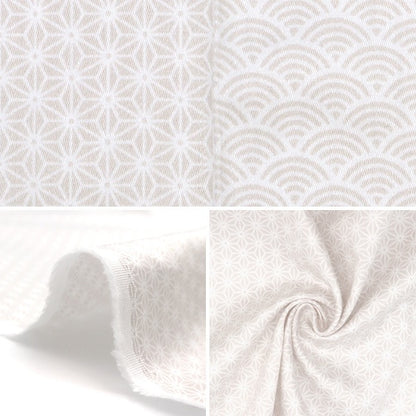 [De la quantité 5] tissu "coton satin nihono motif de chanvre feuille aomide beige beige asa-sei-a"