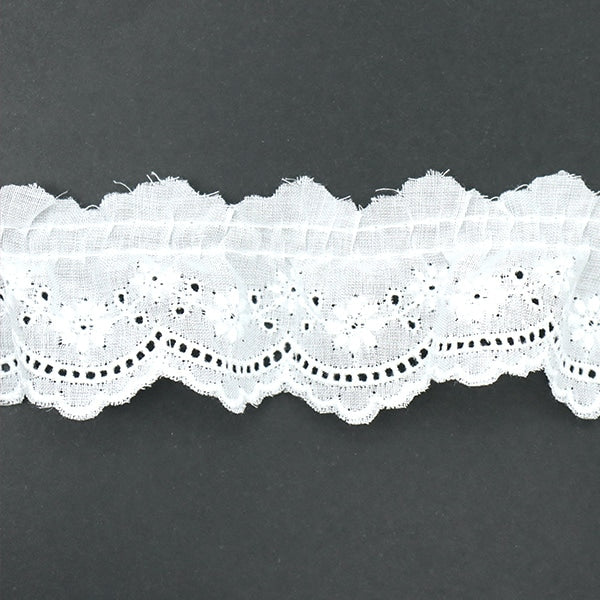 [De la quantité 5] RaceRubanRuban "Coton Frill Lace White Largeur d'environ 35 mm 23706f"